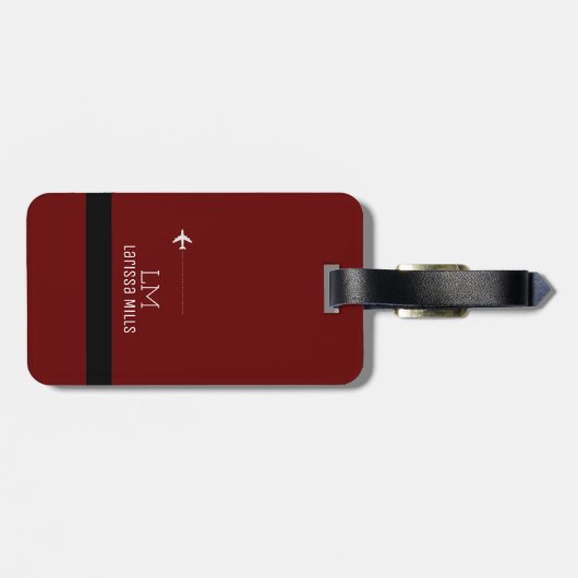 黒と赤ののストライプ荷物タグ（名前あり） ラゲッジタグ (裏面横)