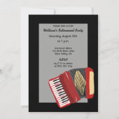 黒と赤のアコーディオン奏者のパーティー 招待状 (正面)