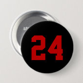 黒と赤のアスリートジャージー番号 缶バッジ (正面&裏面)