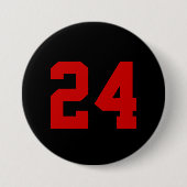 黒と赤のアスリートジャージー番号 缶バッジ (正面)