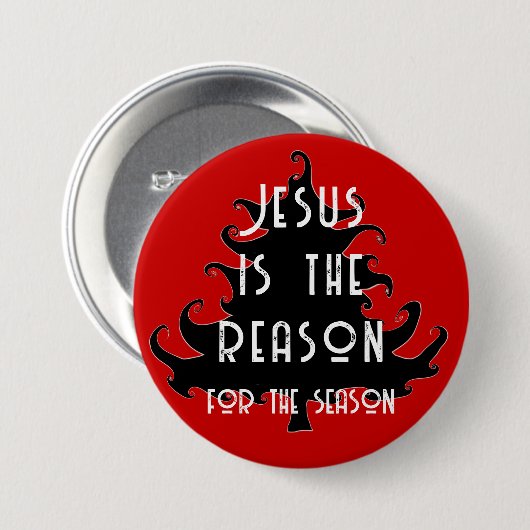 黒と赤のイエスがクリスマスピンの理由 缶バッジ (正面&裏面)