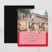 黒と赤のウェディングカラー　予算内で節約する結婚式の招待状 (正面/裏面)