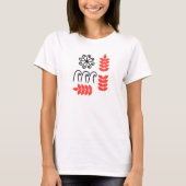 黒と赤のウクライナの花柄 Tシャツ (正面)