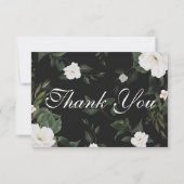 黒と赤のエレガントフローラ結婚に感謝 サンキューカード (裏面)