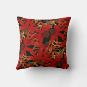 黒と赤のオレンジはっきりした色のエレガント抽象芸術フローラ クッション (裏面)