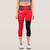 黒と赤のカプリレギンスと文字ラブ カプリレギンス (正面)