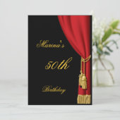 黒と赤のカーテン招待状任意誕生日 招待状 (スタンド正面)