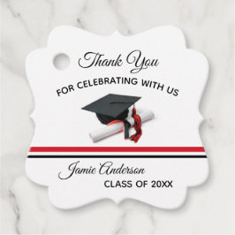 黒と赤のキャップ&タッセル |卒業 フェイバータグ