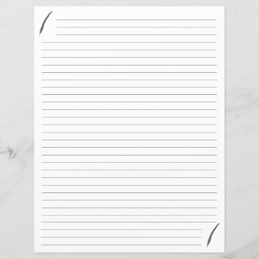 黒と赤のクイルの羽が文房具に並ぶ (正面)