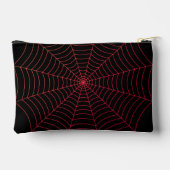 黒と赤のクモの巣 ハロウィンパターン アクセサリーポーチ (裏面)