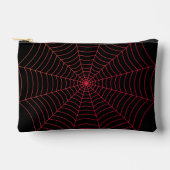 黒と赤のクモの巣 ハロウィンパターン アクセサリーポーチ (正面)
