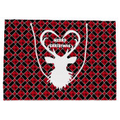 黒と赤のクリスマスのトナカイ市松模様にヤ ラージペーパーバッグ (裏面)