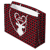 黒と赤のクリスマスのトナカイ市松模様にヤ ラージペーパーバッグ (裏面アングル)