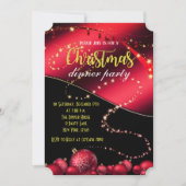 黒と赤のクリスマスディナーパーティの招待状 招待状 (正面)