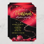黒と赤のクリスマスディナーパーティの招待状 招待状 (正面/裏面)