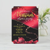 黒と赤のクリスマスディナーパーティー招待状 招待状 (スタンド正面)
