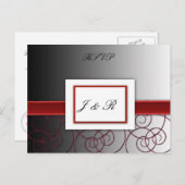 黒と赤のグラデーションが美しいウェディングセット インビテーションポストカード (正面/裏面)