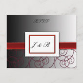 黒と赤のグラデーションが美しいウェディングセット インビテーションポストカード (正面)