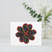 黒と赤のグリッター花のポストカード ポストカード (スタンド正面)