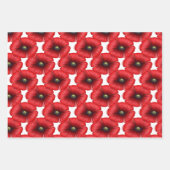 黒と赤のケシのラッピング紙シート ラッピングペーパーシート (正面2)