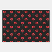 黒と赤のケシのラッピング紙シート ラッピングペーパーシート (正面)