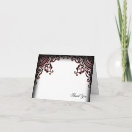 黒と赤のゴシックスクロール結婚式お礼 サンキューカード