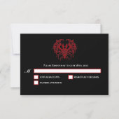 黒と赤のゴシックハロウィン ウェディングRSVPカード 出欠カード (正面)