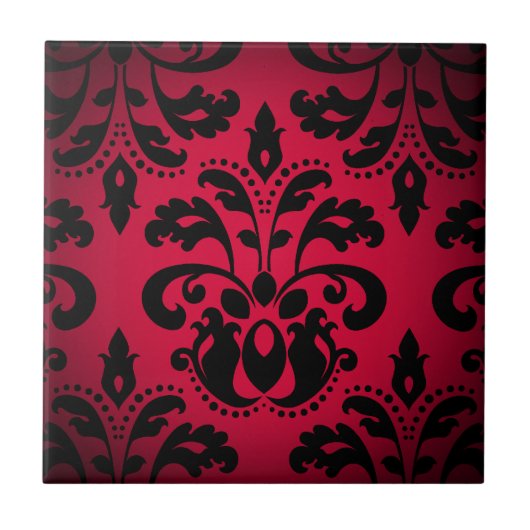 黒と赤のゴシックビクトリアンヴィンテージ タイル (正面)