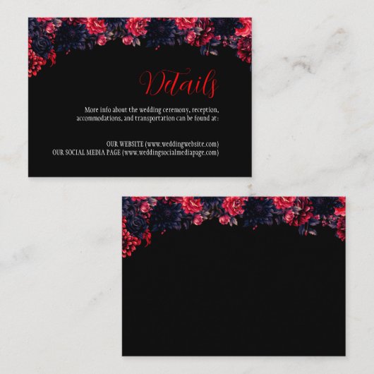 黒と赤のゴシックフローラダークエンクロージャカード エンクロージャーカード (正面/裏面)