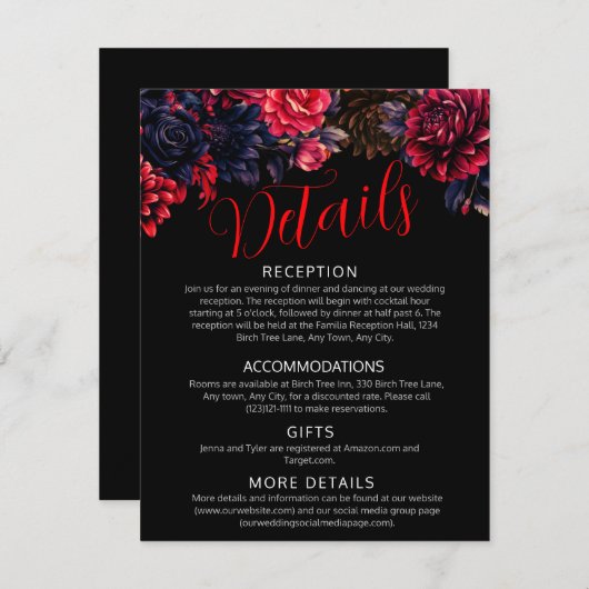 黒と赤のゴシックフローラダークエンクロージャカード エンクロージャーカード (正面/裏面)