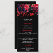 黒と赤のゴシックフローラダーク結婚のフラットメニュー メニュー (正面/裏面)