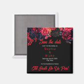 黒と赤のゴシックフローラ暗い日付を保存 マグネット (正面/裏面)