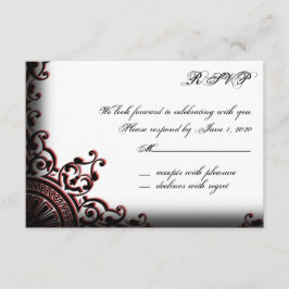 黒と赤のゴシック様式のスクロール応答カード 出欠カード