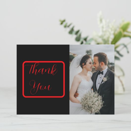 黒と赤のゴシック様式のフローラ暗い写真 サンキューカード (スタンド正面)