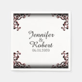 黒と赤のゴシック結婚体のナプキン スタンダードカクテルナプキン (正面)