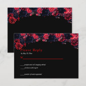 黒と赤のゴシック・フラワーダークRSVPカード 出欠カード (正面/裏面)