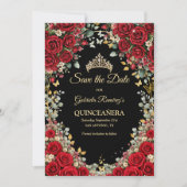 黒と赤のゴールドの蝶 クィンセañera セーブザデート (正面)
