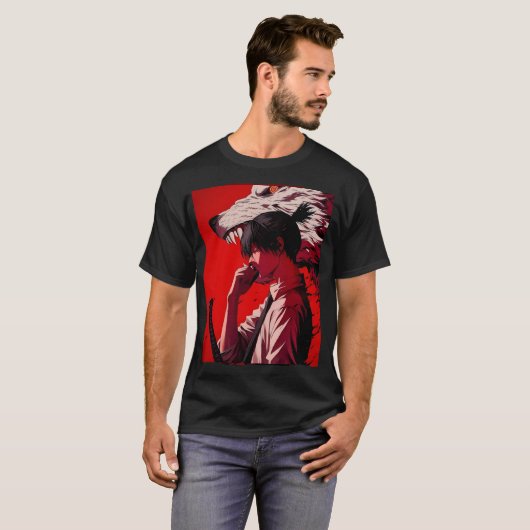 黒と赤のシャツの組み合わせ Tシャツ (正面フル)
