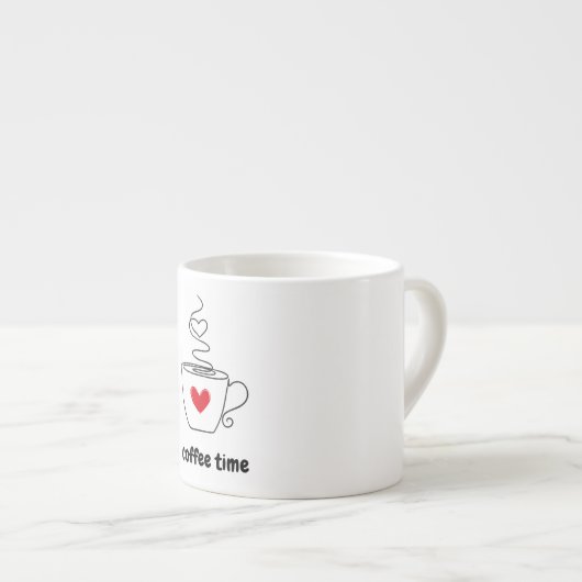 黒と赤のシンプルイラストレーションコーヒータイムマグ エスプレッソカップ (正面右)