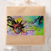 黒と赤のジェスターマスク，仮装パーティー紫 ラベル (インサイチュ)