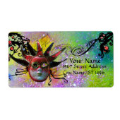 黒と赤のジェスターマスク，仮装パーティー紫 ラベル (正面)