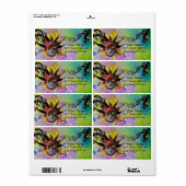 黒と赤のジェスターマスク，仮装パーティー紫 ラベル (フルシート)