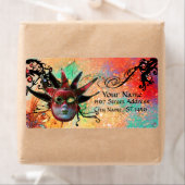 黒と赤のジェスターマスク,仮装パーティー緑 ラベル (インサイチュ)