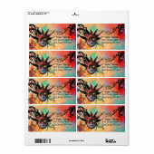 黒と赤のジェスターマスク,仮装パーティー緑 ラベル (フルシート)