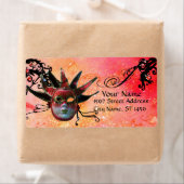 黒と赤のジェスターマスク,仮装パーティー ラベル (インサイチュ)