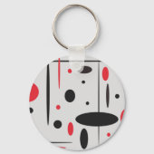 黒と赤のジオメトリパターン キーホルダー (正面)