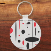 黒と赤のジオメトリパターン キーホルダー (正面)