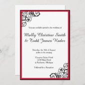 黒と赤のスクロール招待状 招待状 (正面/裏面)