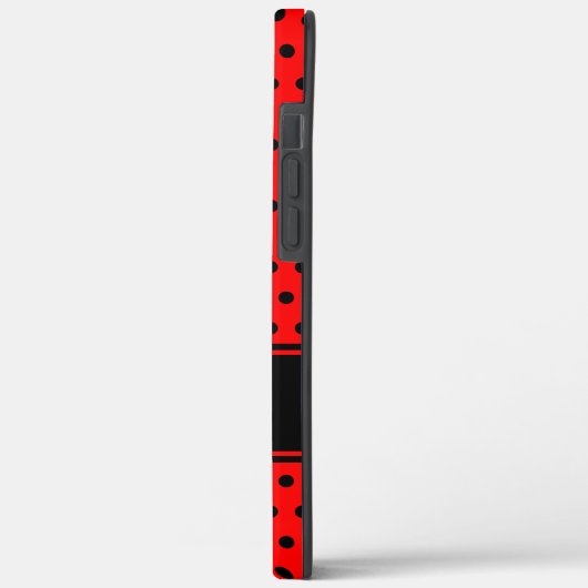 黒と赤のスタイリッシュ水玉模様パターン、モノグラム Case-Mate iPhoneケース (裏面 / 左)