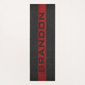 黒と赤のステッチされたレザーのストライプ ヨガマット (裏面)